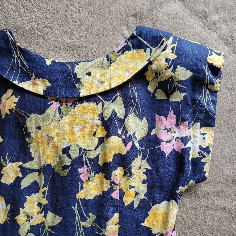 Maggy London by Jeannene Booher drop waist linen floral dress size 8 - Picture 5 of 14